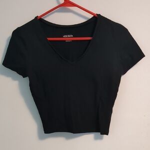 Wild Fable Black V-Neck Crop Top